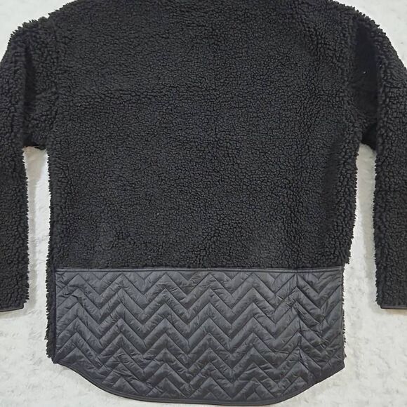NWOT Athleta Cozy Sherpa Snap Sweatshirt Black Size Small 466888 - Picture 3 of 8